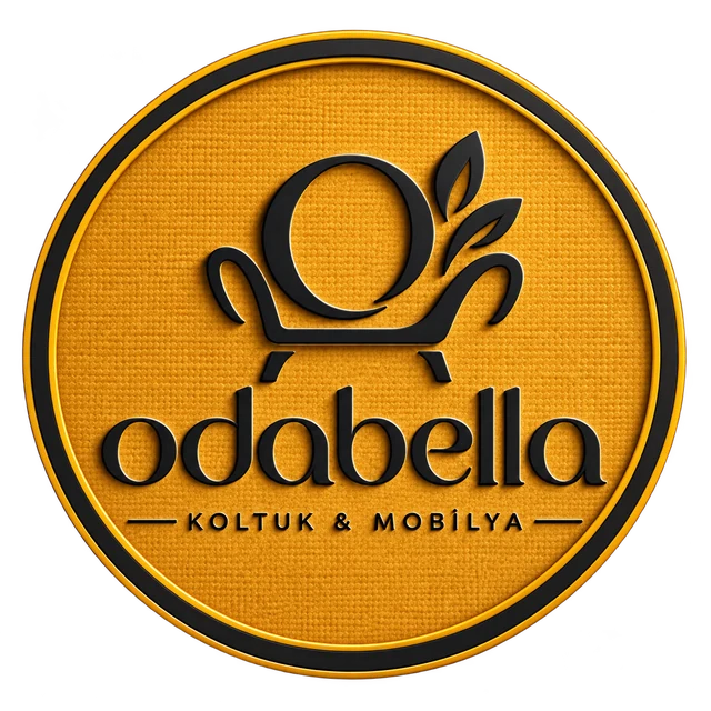 Altın ve siyah tonlarda Odabella Koltuk ve Mobilya yuvarlak logosu